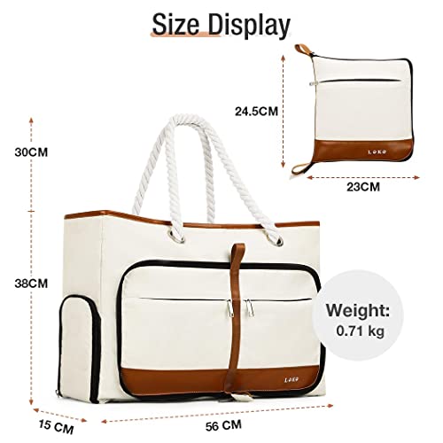 Lekespring Bolsa Playa Mujer,Grande XXL Familiar con Cremallera Bolsa de Viaje,impermeable Shopper Bolso de Hombro Bolso Verano Mujer,para Playa/Viajes/Uso Diario