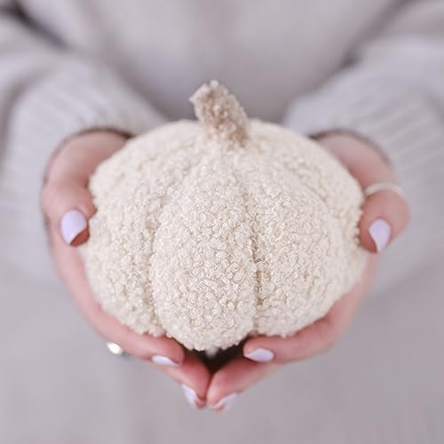 Ginger Ray Small Cream Boucle Autumn Halloween Pumpkin Soft Decoration