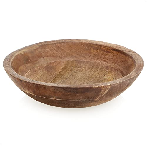 com-four® Cuenco Decorativo Hecho de Madera de Mango Oscuro - frutero de Madera Natural - Accesorio para el hogar para Alimentos y como Almacenamiento (Cuenco Redondo - Madera de Mango Oscuro)