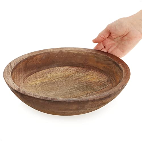 com-four® Cuenco Decorativo Hecho de Madera de Mango Oscuro - frutero de Madera Natural - Accesorio para el hogar para Alimentos y como Almacenamiento (Cuenco Redondo - Madera de Mango Oscuro)