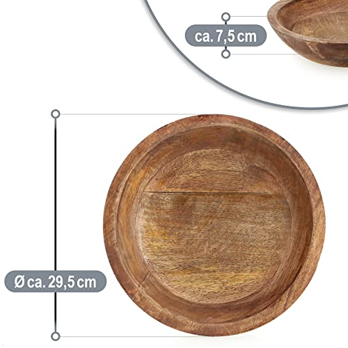 com-four® Cuenco Decorativo Hecho de Madera de Mango Oscuro - frutero de Madera Natural - Accesorio para el hogar para Alimentos y como Almacenamiento (Cuenco Redondo - Madera de Mango Oscuro)