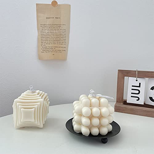 2 velas de moda minimalistas con forma geométrica, velas perfumadas de cera de soja, vela decorativa hecha a mano para boda, spa, yoga, cumpleaños, día de la madre, regalo (cubo)