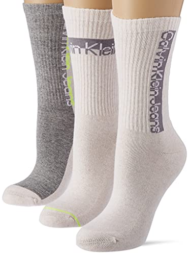 Calvin Klein Calvin Klein Jeans Athleisure Women'S Crew Socks 3 Pack, Calcetines Redondos para Mujer, Multicolor (Oatmeal Melange), Talla Única