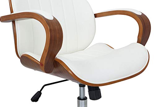 CLP Silla De Oficina Melilla Ergonómica En Símil Cuero & Base con Ruedas I Silla De Escritorio Regulable En Altura, Color:Nuez/Blanco