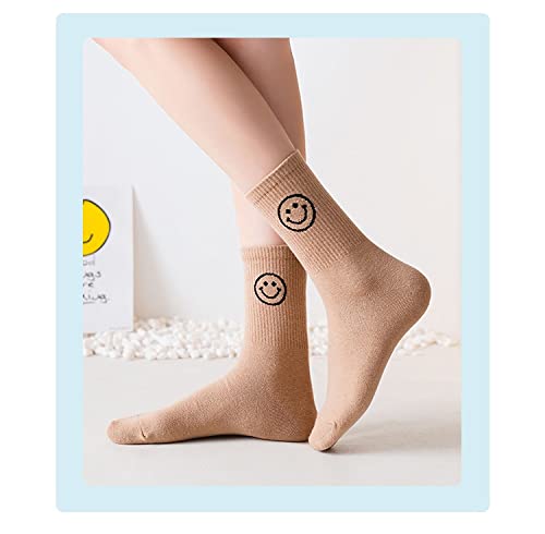 BYYHJNMSXS Calcetines Lindos Sonrisa Calcetines Kawaii Calcetines Holgados Felices para Mujer Calcetines Deportivos para Mujer Calcetín Divertido para Mujer Blanco Lechoso