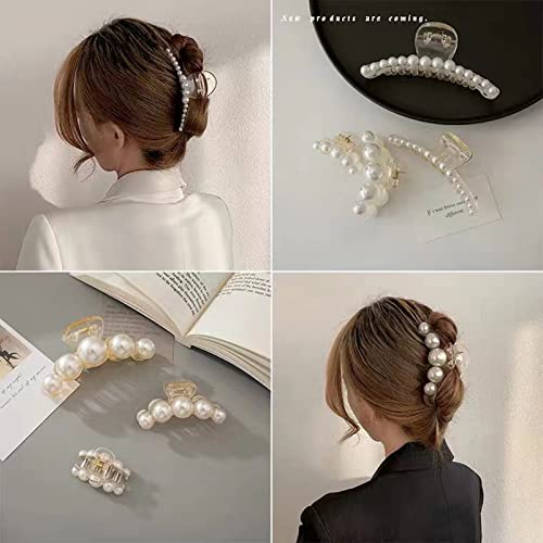 Agirlvct Pearl Hair Claw Clip, Hair Clips Strong Hold Hair