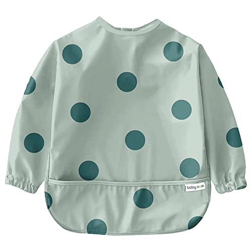 Baby Nom ® Baberos BLW Bebe Impermeables con Mangas - Poliéster, 6 meses o Más, Babetes Impermeável, con Elastico, Verde