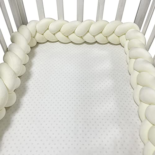 PTKG 3 Hilos Cama Serpiente Anudada Cojines Infantiles Decoracion Habitacion Chichoneras Cuna Trenza Protector Cuna Guardería Almohada Trenzado Decoración del Dormitorio,Beige,5m