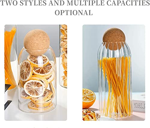 MEETOZ 3Pcs/Set Glass Food Storage Jars with Ball Cork Lid, Bamboo Glass Storage Containers with Good Sealing for Kitchen Pantry Serving Tea Coffee Sugar Flour Spices