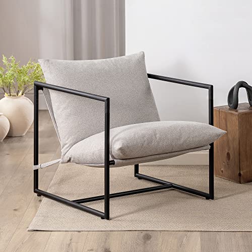 ZINUS Aidan Decorative Sling Chair - Metal Frame, Shredded Foam Cushions, Easy Tool-Free Assembly, Oatmeal