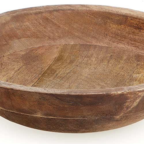 com-four® Cuenco Decorativo Hecho de Madera de Mango Oscuro - frutero de Madera Natural - Accesorio para el hogar para Alimentos y como Almacenamiento (Cuenco Redondo - Madera de Mango Oscuro)