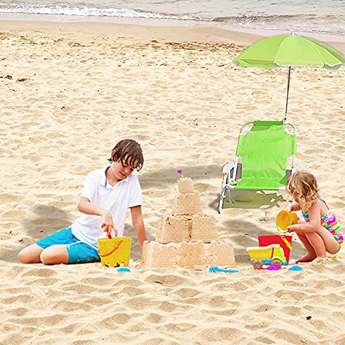 Syfinee Sillas plegables de playa para niños con sombrilla, tumbonas reclinables de playa al aire libre, tumbonas de jardín multifuncionales portátiles para niños