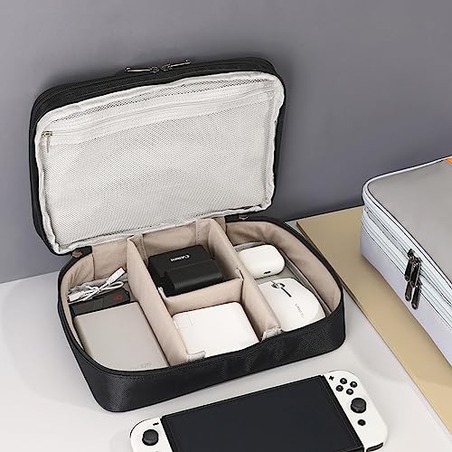 Organizador Cables Viaje, Bolsa Cables de Viaje Impermeable,Organizador Estuche de Electrónicos Accesorios Viaje Cable Organizer Bag para Cargadores,Cable USB. (Beige)…