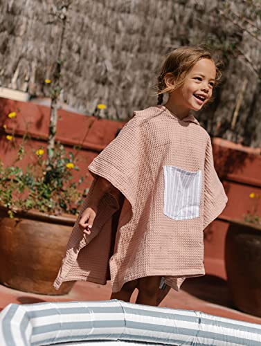 molis&co. Poncho de Baño para Niños de 3-4 años. Stripes. Toalla con Capucha para Playa. Bata de baño para niño Ligera y Compacta. (Oeko-Tex 100).