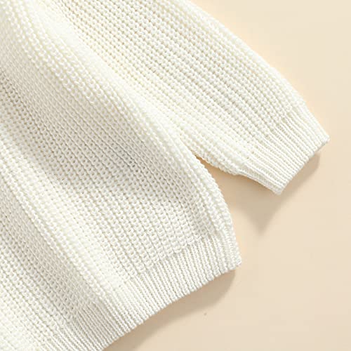 Baby Oversized Knitted Jumper Girls Boys Winter Ribbed Knit Sweater Chunky Pullover Long Sleeve Knitwear Top Soft Unisex Toddler Baby Clothes Autumn Outwear (A 01- White, 2-3 Years)