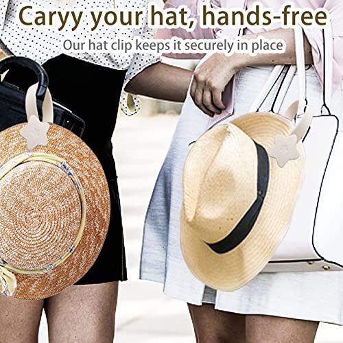 2 clips de sombrero para bolsa de viaje, mochila de viaje, clip magnético para sombrero para viajes en la bolsa, portátil al aire libre, mujeres, niños, adultos (beige)