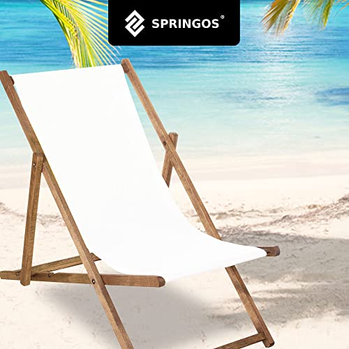 SPRINGOS Tumbona de jardín Plegable de Madera impregnada Silla de Playa Haya Tumbona Plegable de Madera de 3 Posiciones con Tela