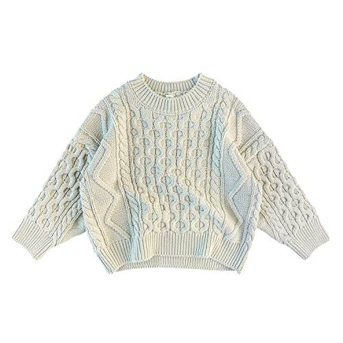 Volunboy Baby Boy Girl Knit Sweater Oversized Blouse Pullover Sweatshirts Crewneck Long Sleeve Knitted Top(Off-White,18-24 Months,Tag Size 90)