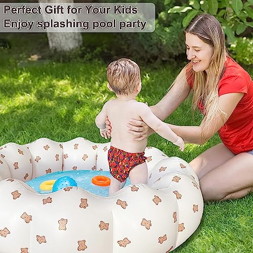 Piscina Inflable del Bebé del PVC del Pétalo,Piscina Hinchable Redonda 90x25cm,Piscina Infantil,Hinchable Bebe Piscina,Hinchables Juegos Acuáticos Interior y Exterior(Oso)