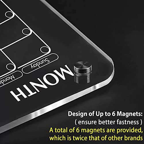 Calendario magnético transparente, calendario acrílico para nevera, tablero de calendario de borrado en seco transparente para nevera, calendario reutilizable para la lista de tareas del refrigerador