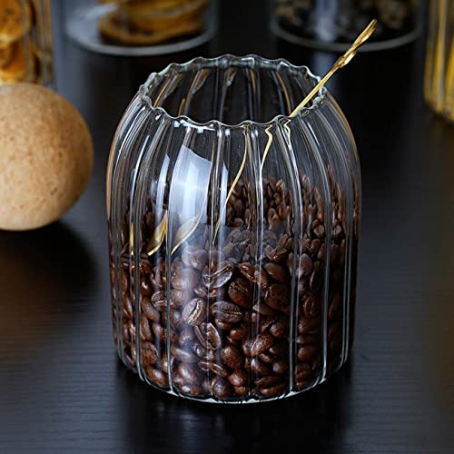 MEETOZ 3Pcs/Set Glass Food Storage Jars with Ball Cork Lid, Bamboo Glass Storage Containers with Good Sealing for Kitchen Pantry Serving Tea Coffee Sugar Flour Spices