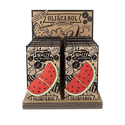 Oli & Carol - Mordedor de Caucho Natural, Wally the Watermelon, 13 cm