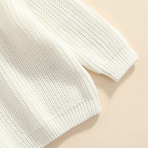 BemeUSWT Toddler Baby Girl Boy Sweater Oversized Baby Sweater Knit Solid Color Crewneck Long Sleeve Pullover Sweatshirt Knitwear Warm Top Autumn Clothes (White,6-9 Months)