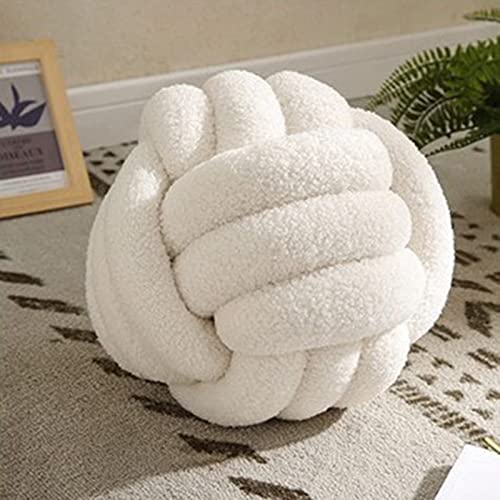 Almohada de Bola de Nudo, Almohada de Bolas anudadas Ultra Suave compañerismo Decorativo Tejido a Mano Bola Anudada de Terciopelo cojín de Terciopelo, cojín de Nudos, Almohada de sofá Beige