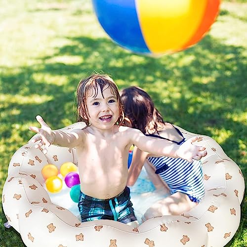 Piscina Inflable del Bebé del PVC del Pétalo,Piscina Hinchable Redonda 90x25cm,Piscina Infantil,Hinchable Bebe Piscina,Hinchables Juegos Acuáticos Interior y Exterior(Oso)