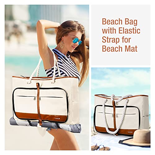 Lekespring Bolsa Playa Mujer,Grande XXL Familiar con Cremallera Bolsa de Viaje,impermeable Shopper Bolso de Hombro Bolso Verano Mujer,para Playa/Viajes/Uso Diario