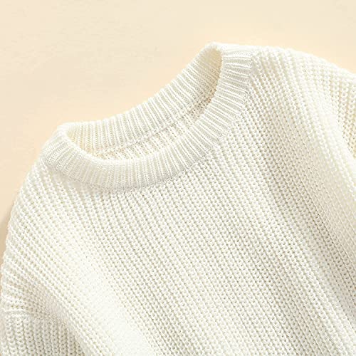 BemeUSWT Toddler Baby Girl Boy Sweater Oversized Baby Sweater Knit Solid Color Crewneck Long Sleeve Pullover Sweatshirt Knitwear Warm Top Autumn Clothes (White,6-9 Months)