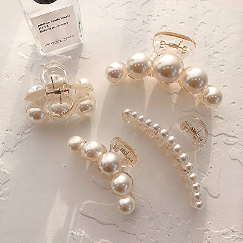 Agirlvct Pearl Hair Claw Clip, Hair Clips Strong Hold Hair