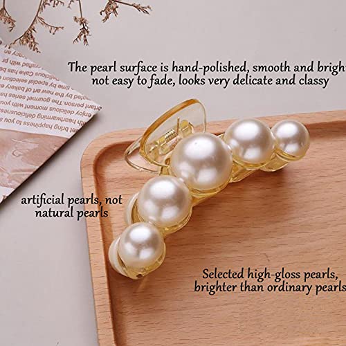 Agirlvct Pearl Hair Claw Clip, Hair Clips Strong Hold Hair