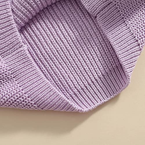 KILUS Newborn Infant Boys Girls Knitted Oversized Sweater 3 6 9 Months Long Sleeve Solid Color Crewneck Pullover Top Sweatshirt Fall Clothes (A Purple,2-3T)