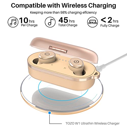 TOZO T10 Bluetooth 5.3 Earbuds True Wireless Stereo Earphones Headphones IPX8 Waterproof in Ear Wireless Charging Case Built in Mic Headset Premium Sound with Deep Bass for Running Sport khaki - #EVIMomStuff#