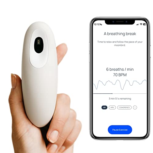 Moonbird Breathing & Meditation Device - Instant Stress Relief, Anxiety Relief, Relaxation for Women & Men - Helps with Better Sleep, Stress, and Overall Health - Soft White - #EVIMomStuff#