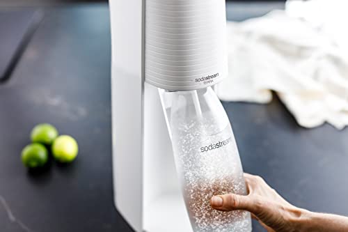 SodaStream Terra 1012813490 Water Carbonator with CO2 Cylinder, 2 x 1 L Dishwasher-Safe Plastic Bottle and 1 x 0.5 L Dishwasher-Safe Plastic Bottle, Height 44 cm, White - #EVIMomStuff#