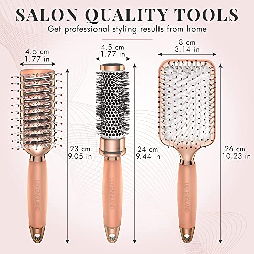 Hair Brush Set - Luxury Professional Rose Gold Hairbrushes for Detangling, Blow Drying, Straightening - Suitable for All Hair Types by Lily England - #EVIMomStuff#