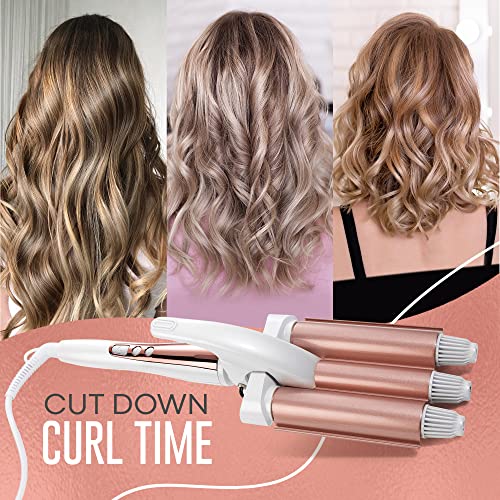 3 Barrel Mermaid Hair Waver by Lily England, 25mm - Beach Hair Waver for Long Hair, Medium Hair, Short Hair - Ceramic Hair Care Curling Wand for Women and Girls, Hair Crimper Styling Tool, UK Plug - #EVIMomStuff#