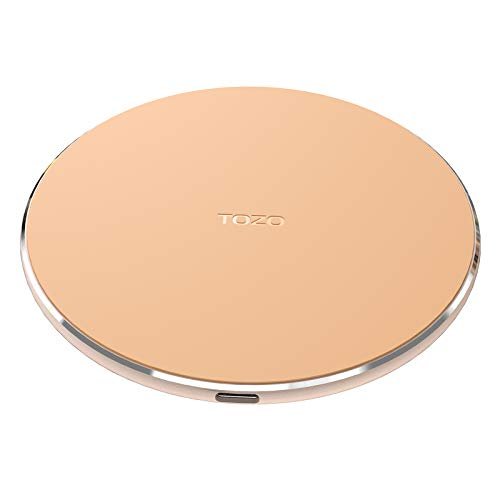 TOZO W1 Wireless Charger 10W Thin Aviation Aluminum Computer Numerical Control Technology Fast Charging Pad Champagne(NO AC Adapter) - #EVIMomStuff#