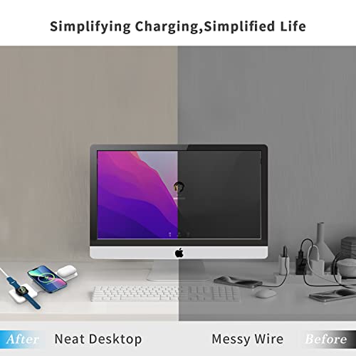 PEAPOLET 3 in 1 Foldable Wireless Charger,Magnetic Wireless Charger Pad Charging Station Compatible with iPhone 14/13/12/SE/11/XS/8,Samsung Galaxy, Apple Watch and AirPods (White) - #EVIMomStuff#