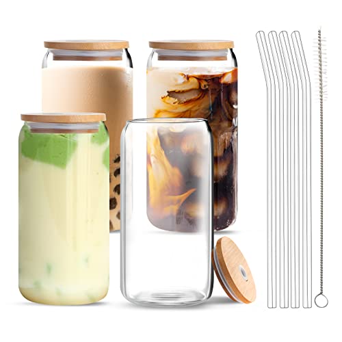 Aikio Drinking Glasses with Bamboo Lids and Glass Straws - #EVIMomStuff#