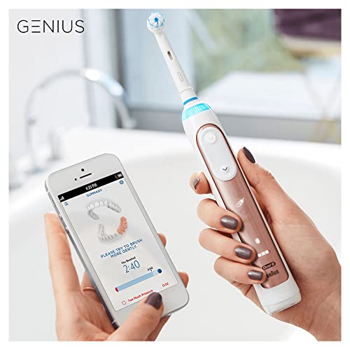 Oral-B Genius Electric Toothbrush with Artificial Intelligence, Gifts For Women / Men, App Connected Handle, 3 Toothbrush Heads & Travel Case, 5 Modes, Teeth Whitening, 2 Pin UK Plug, 8000 - #EVIMomStuff#