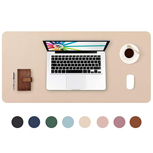 Desk Pad Large 31.5" X 15.7" DOBAOJIA Extended Mouse Mat Large Mouse Pad XL Desk Blotter Writing Pad for Laptop/Office/Home, PU Leather Side Waterproof +Suede Side Non-Slip (Beige) - #EVIMomStuff#