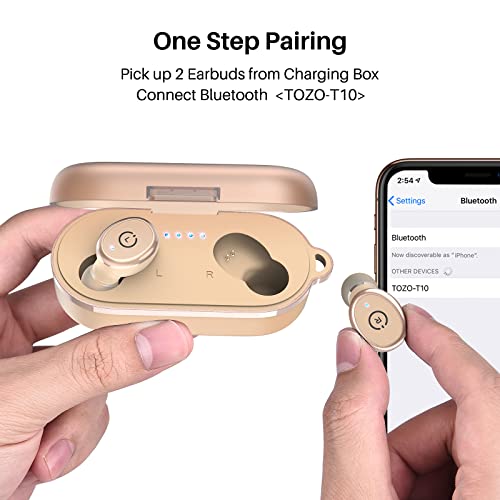 TOZO T10 Bluetooth 5.3 Earbuds True Wireless Stereo Earphones Headphones IPX8 Waterproof in Ear Wireless Charging Case Built in Mic Headset Premium Sound with Deep Bass for Running Sport khaki - #EVIMomStuff#