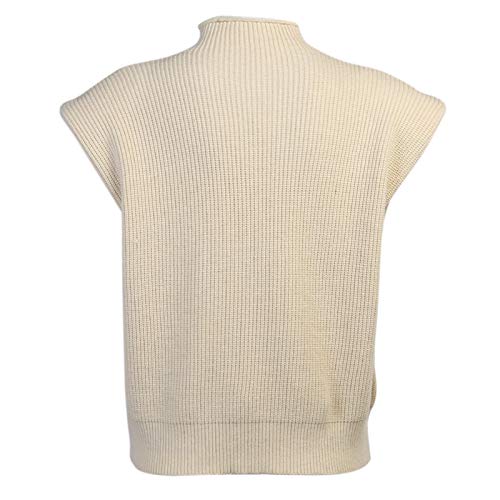 usmle Women 's Knit Sweater Vest Turtleneck Sleeveless Jumpers Tank Tops Shoulder Pads Fall Winter Knitwear Shirts Streetwear (Apricot, M)