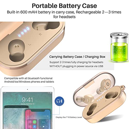 TOZO T10 Bluetooth 5.3 Earbuds True Wireless Stereo Earphones Headphones IPX8 Waterproof in Ear Wireless Charging Case Built in Mic Headset Premium Sound with Deep Bass for Running Sport khaki - #EVIMomStuff#