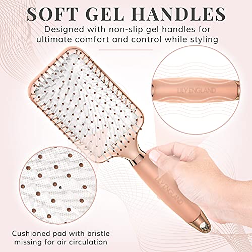 Hair Brush Set - Luxury Professional Rose Gold Hairbrushes for Detangling, Blow Drying, Straightening - Suitable for All Hair Types by Lily England - #EVIMomStuff#