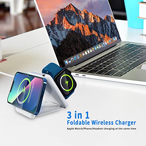 PEAPOLET 3 in 1 Foldable Wireless Charger,Magnetic Wireless Charger Pad Charging Station Compatible with iPhone 14/13/12/SE/11/XS/8,Samsung Galaxy, Apple Watch and AirPods (White) - #EVIMomStuff#