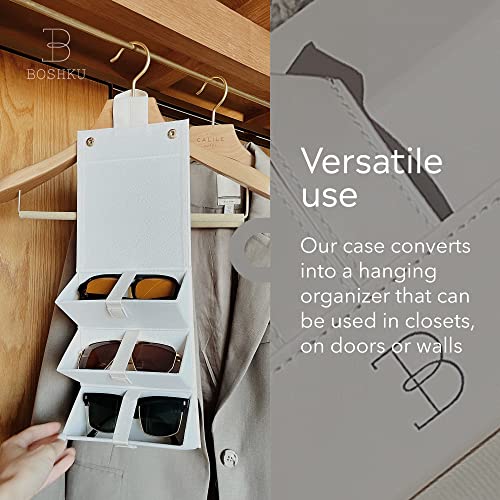 Sunglasses Organizer Case Men Women 5-Slot EyeGlass Holder Storage Travel Case - beige - Medium - #EVIMomStuff#